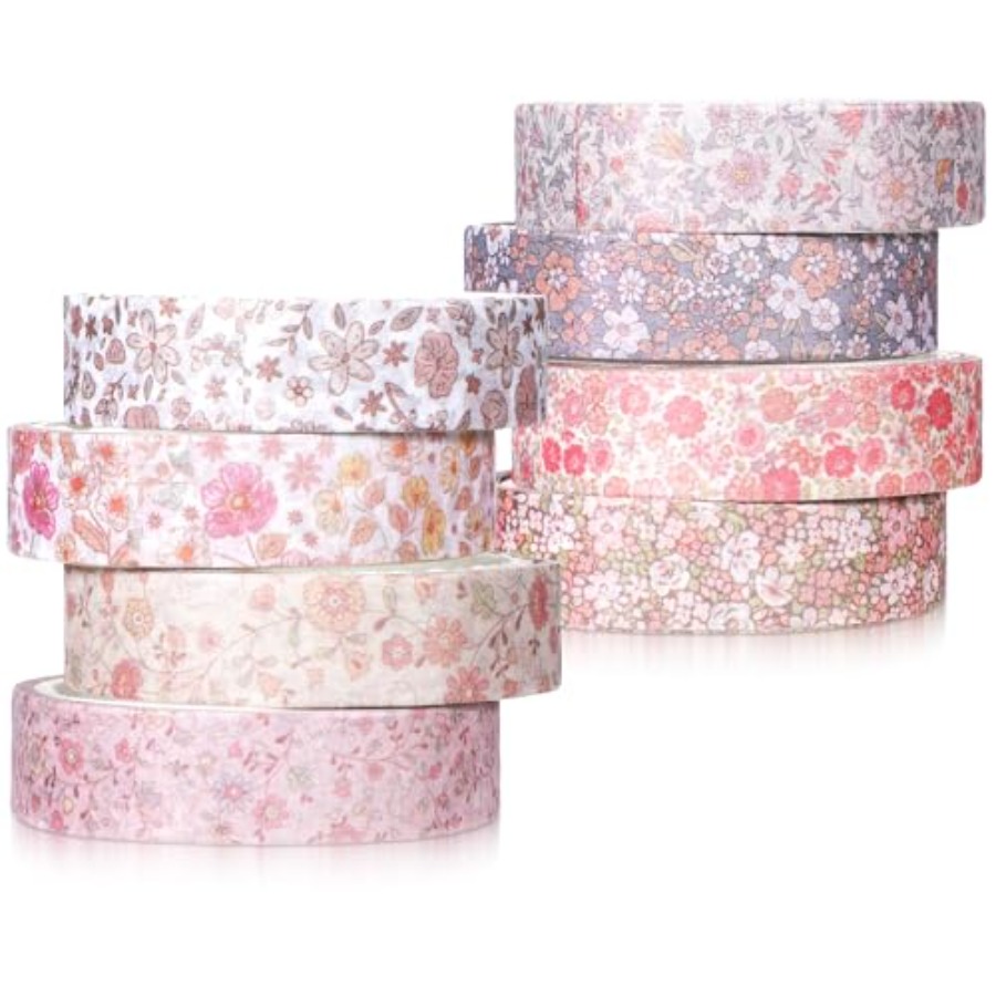 Masking Tape Thin - 8 Rolls Floral Washi Tape, Cute