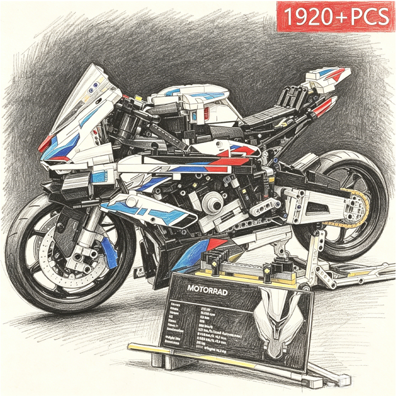 Model Kit Chemistry - Motorcycle Building Bocks Simulation Motorcycle Model