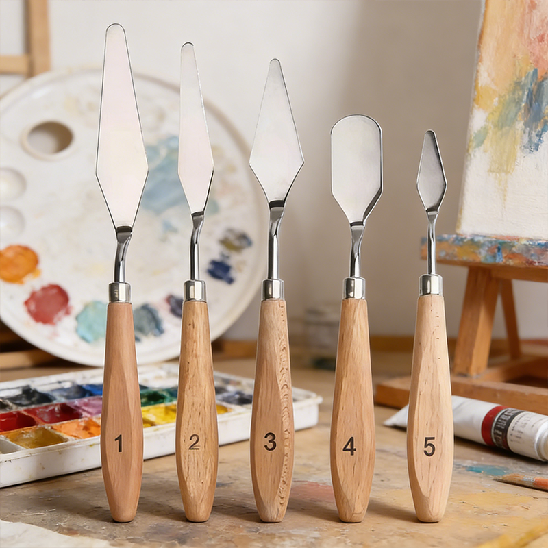 Model Kit Acrylic Paint - 5Pcs Wooden Handle Painting Palette Knives