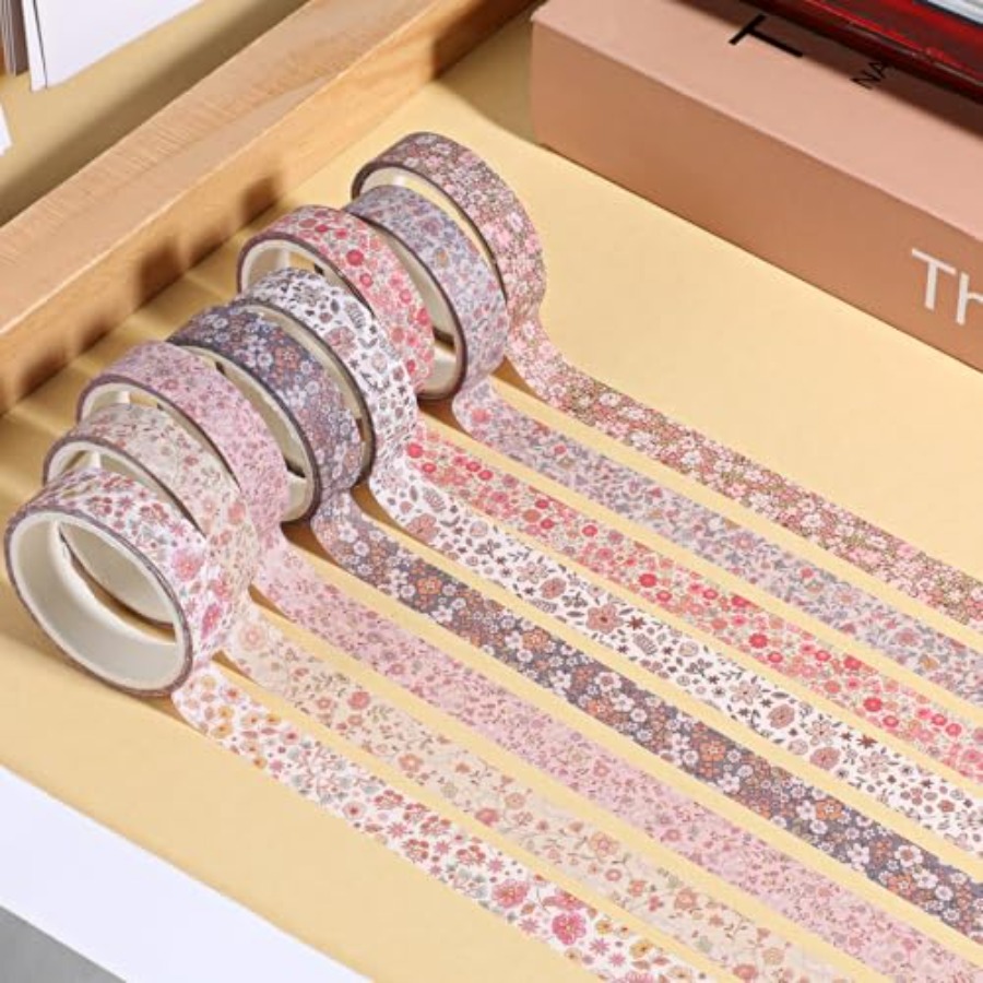 8 Rolls Floral Washi Tape, Cut - Masking Tape Thin recension och pris