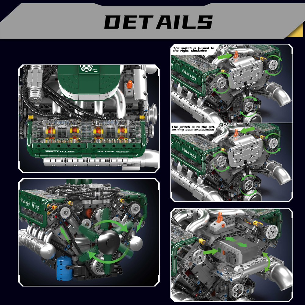 Mould King 10182 V8 Tank Engin - Model Kit V8 recension och pris