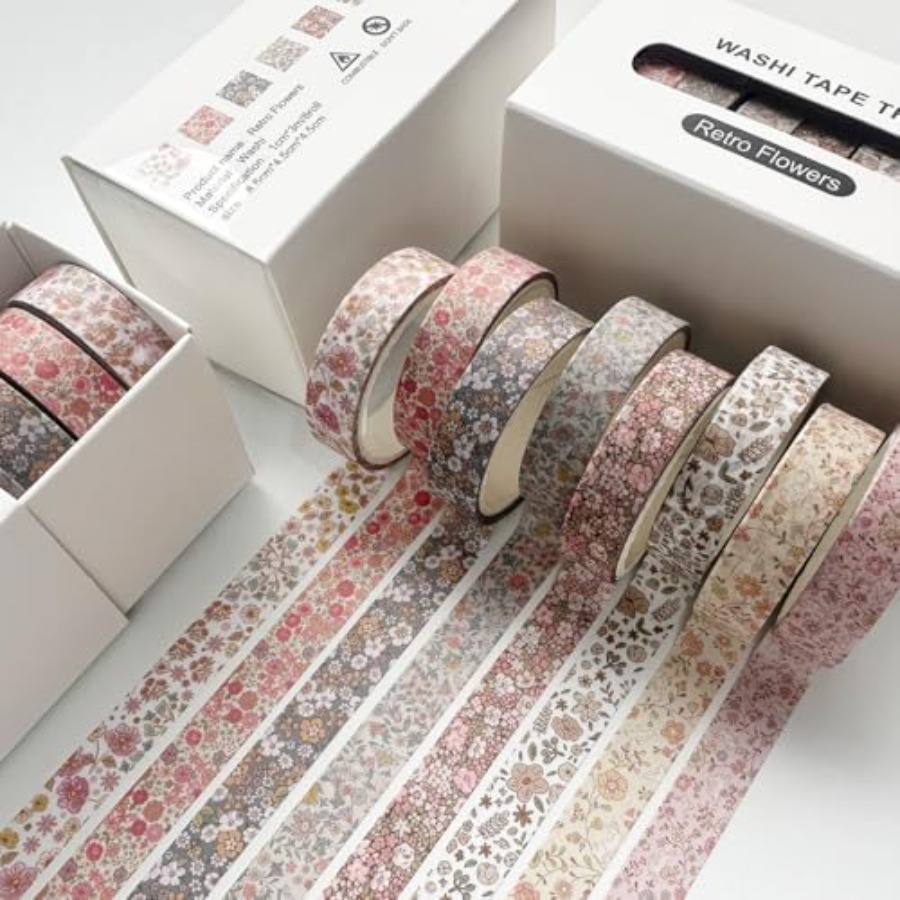 Vintage Washi Tape Set 8 Rolls - Masking Tape Thin recension och pris