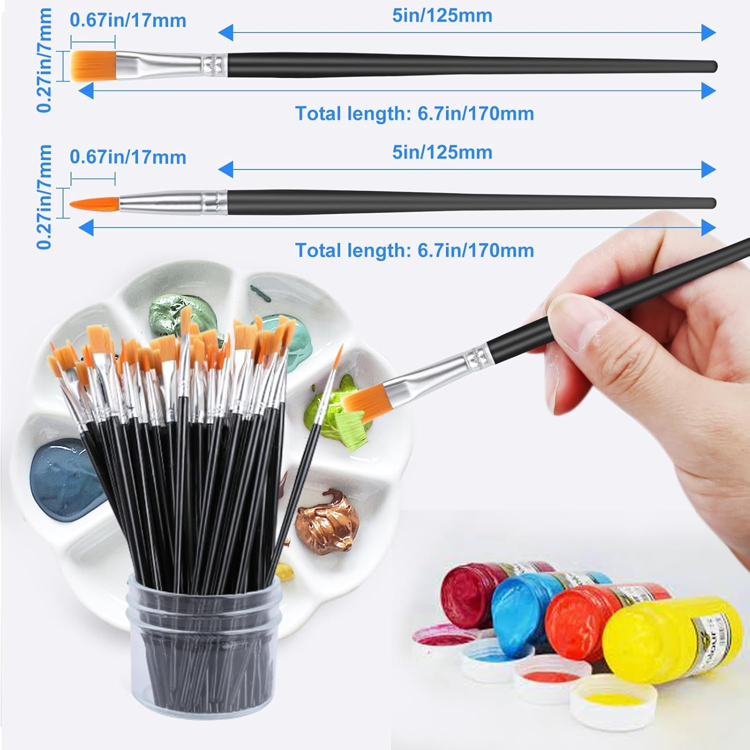 Flat And Round Paint Brushes S - Model Kit Acrylic Paint recension och pris