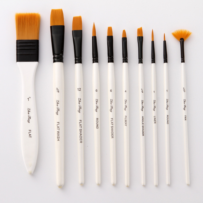 10Pcs Wooden Handle Paint Brus - Model Kit Acrylic Paint recension och pris