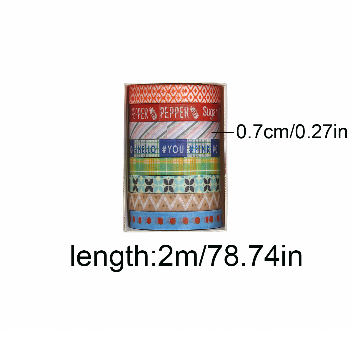 8 Rolls Retro Patterned Washi  - Masking Tape Thin recension och pris
