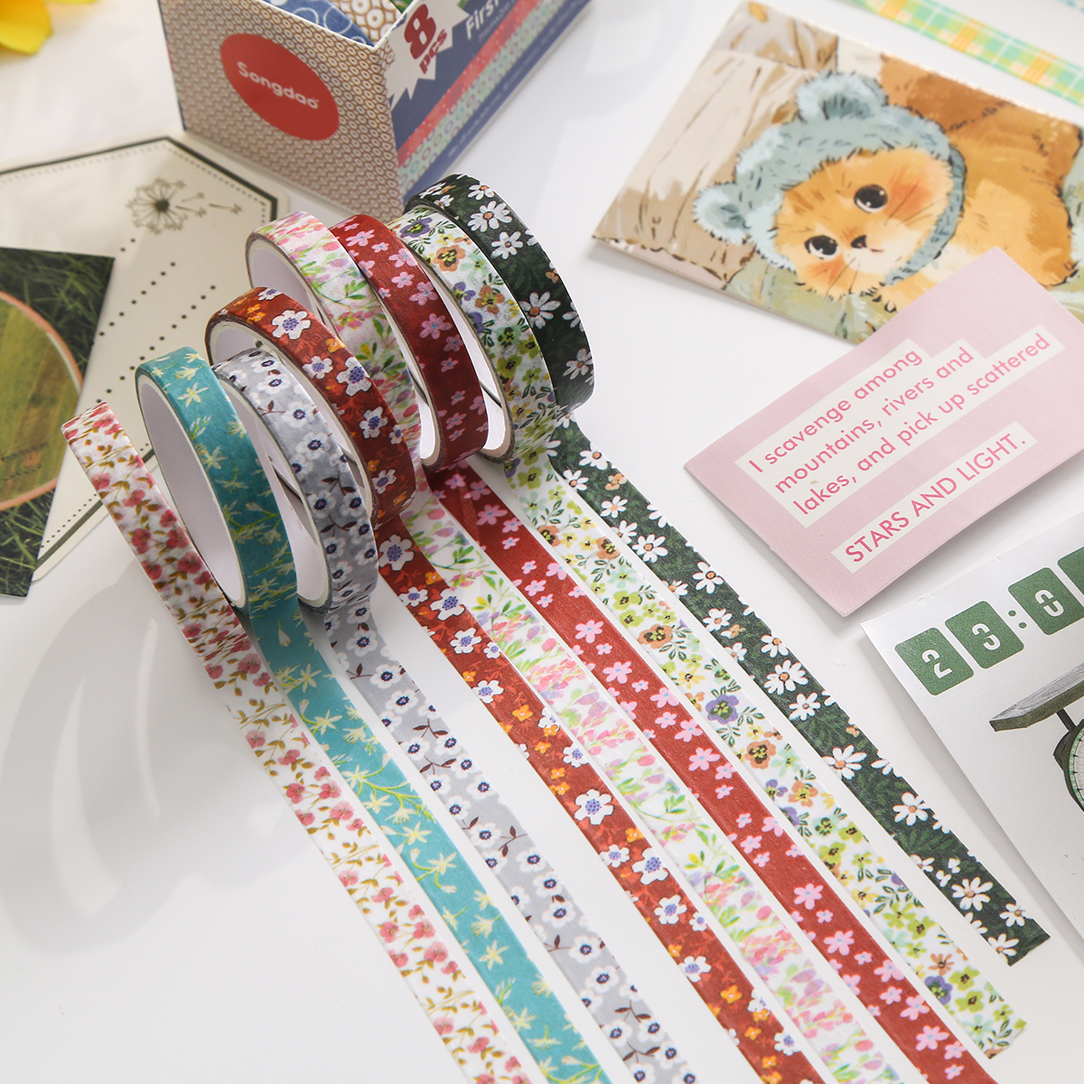 8 Rolls Retro Patterned Washi  - Masking Tape Thin recension och pris