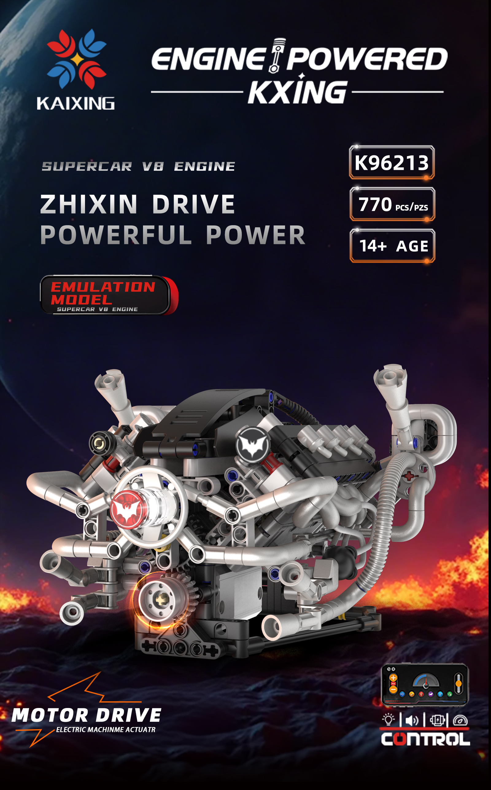 K96213 770pcs V8 Engine Model  - Model Kit V8 recension och pris