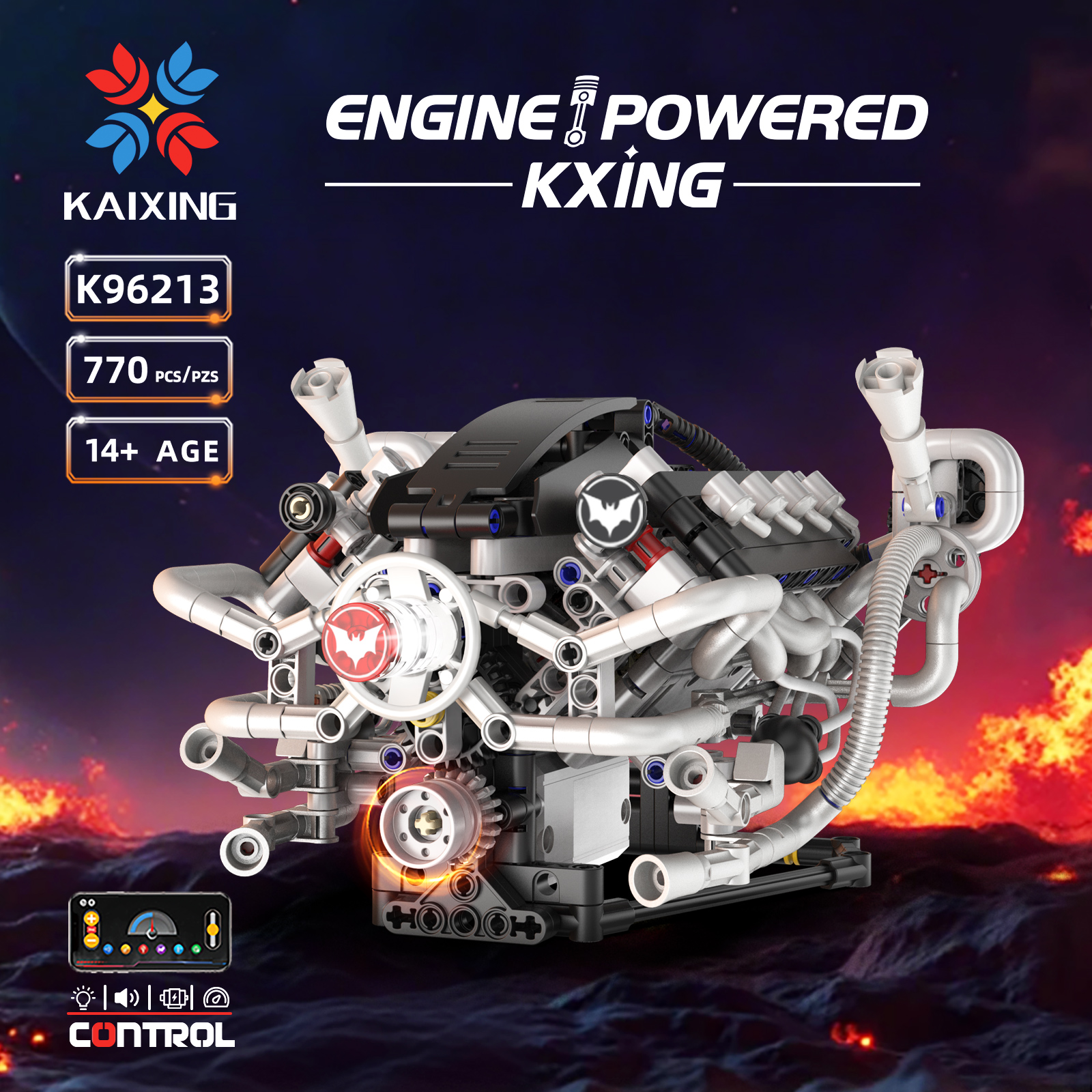 K96213 770pcs V8 Engine Model  - Model Kit V8 recension och pris